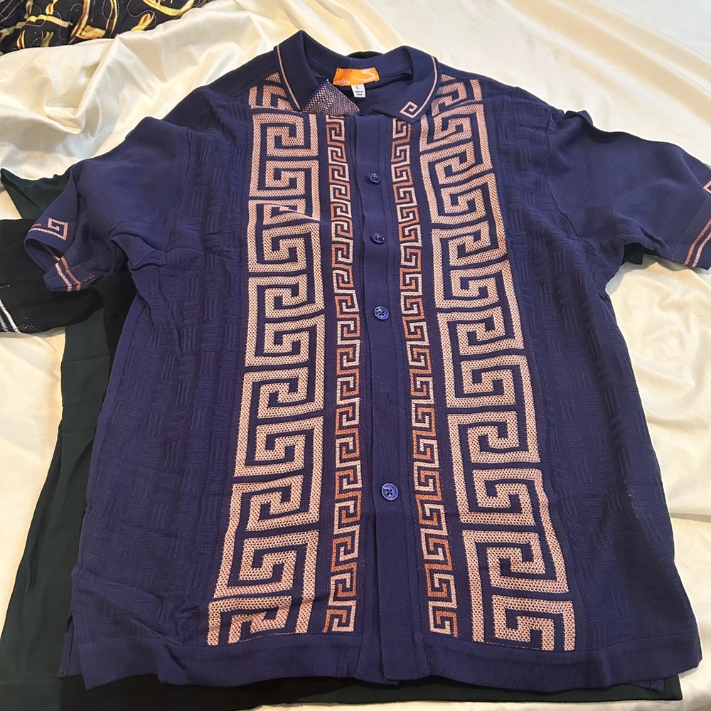 Men's Blue and Pink Patterned Jacket